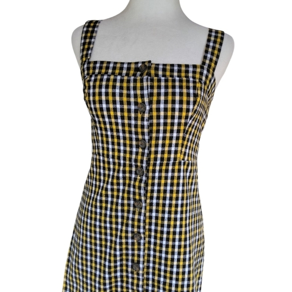 Hollister Button Front Yellow, Black, & White Plaid Dress Size XS - Picture 2 of 8